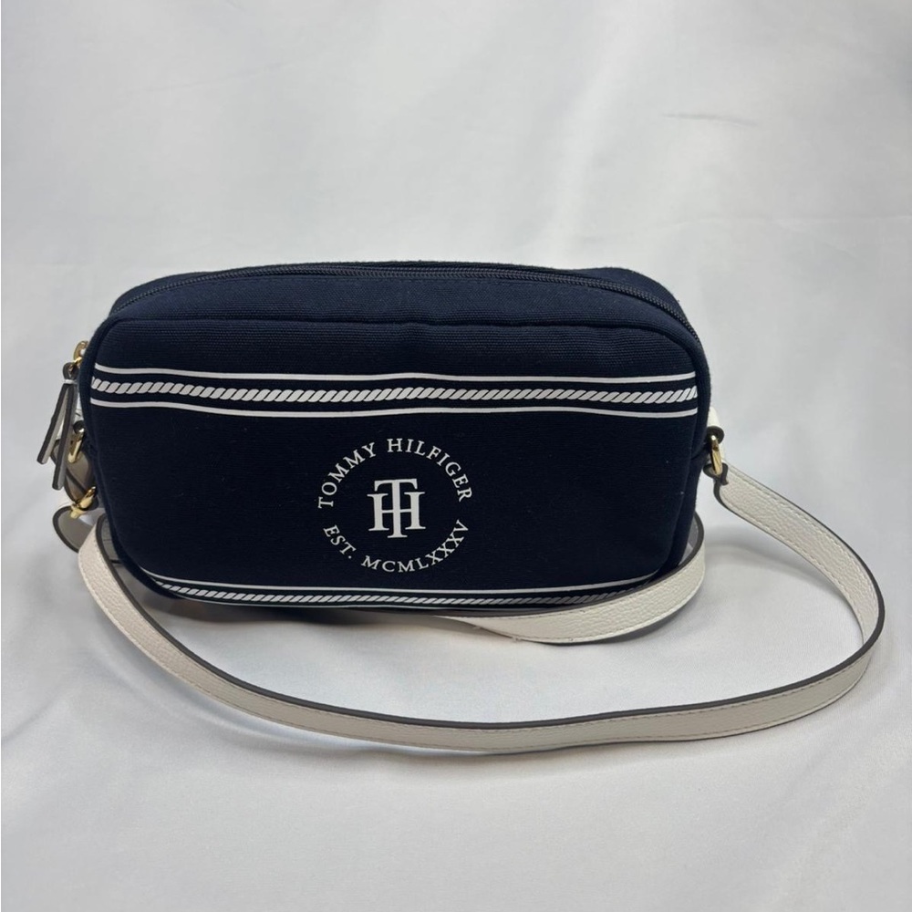 Tommy Hilfiger Blue and White Belt Bag Sporty Design